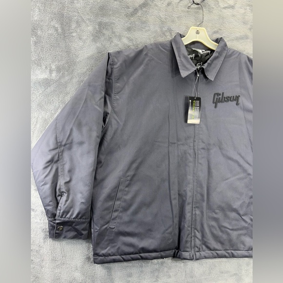 NWT Gibson Guitars Workwear FSP Jacket Gray Black Adult 2XL Lined Quilted Logo - Picture 2 of 16